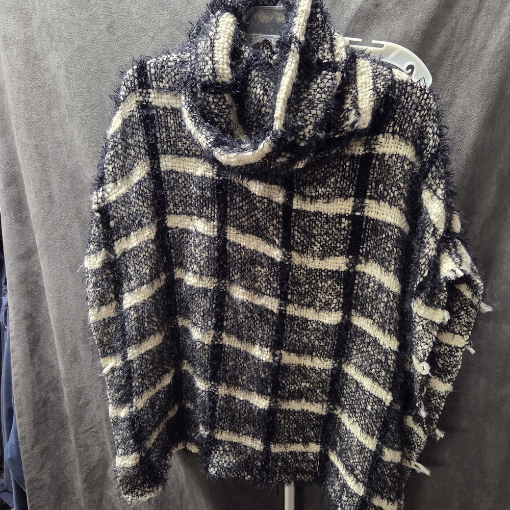 Cato Black and Cream Checkered Turtleneck Sweater